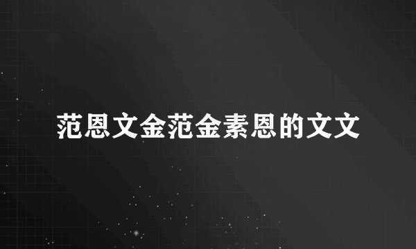 范恩文金范金素恩的文文