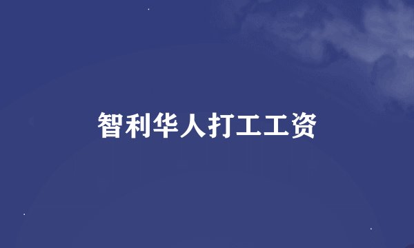 智利华人打工工资