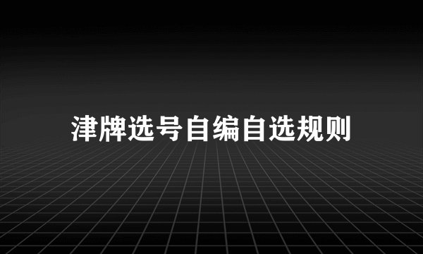 津牌选号自编自选规则