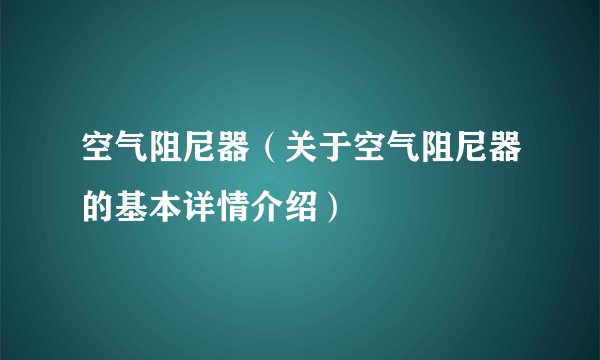 空气阻尼器（关于空气阻尼器的基本详情介绍）