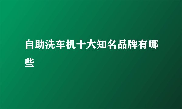 自助洗车机十大知名品牌有哪些