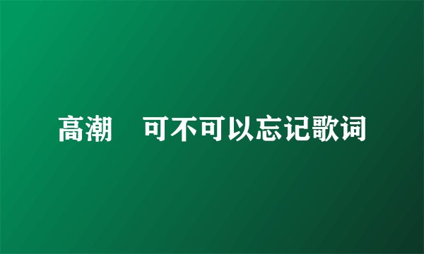 高潮 可不可以忘记歌词