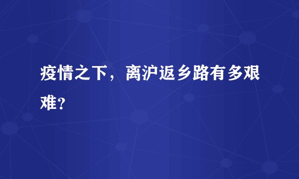 疫情之下,离沪返乡路有多艰难?