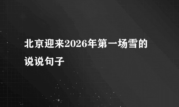 北京迎来2026年第一场雪的说说句子
