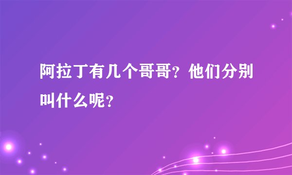 阿拉丁有几个哥哥?他们分别叫什么呢?