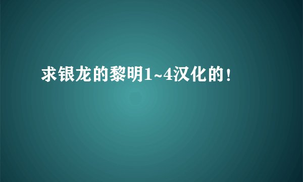 求银龙的黎明1~4汉化的！