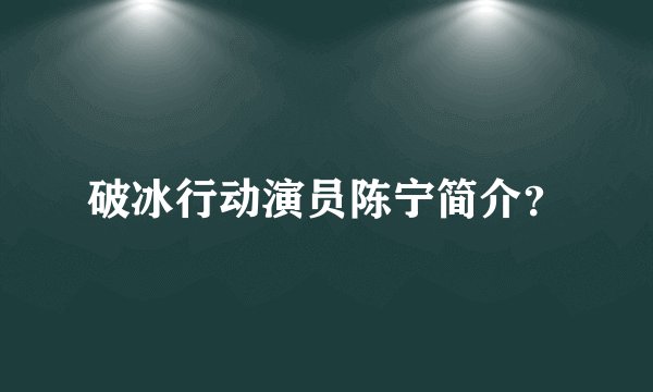 破冰行动演员陈宁简介？