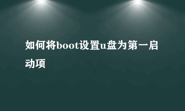 如何将boot设置u盘为第一启动项