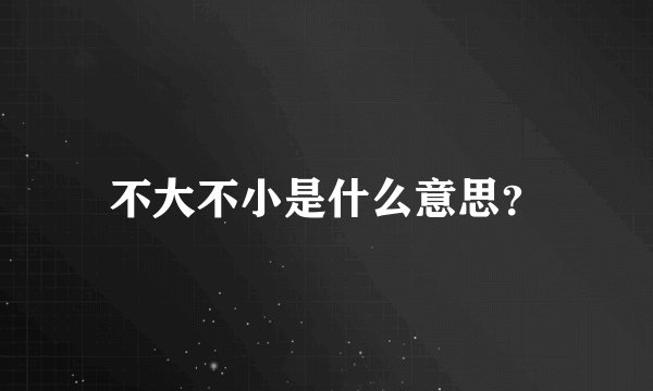 不大不小是什么意思?