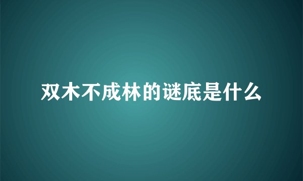 双木不成林的谜底是什么