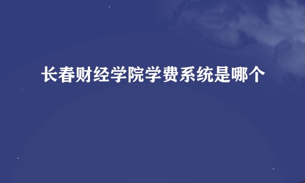 长春财经学院学费系统是哪个