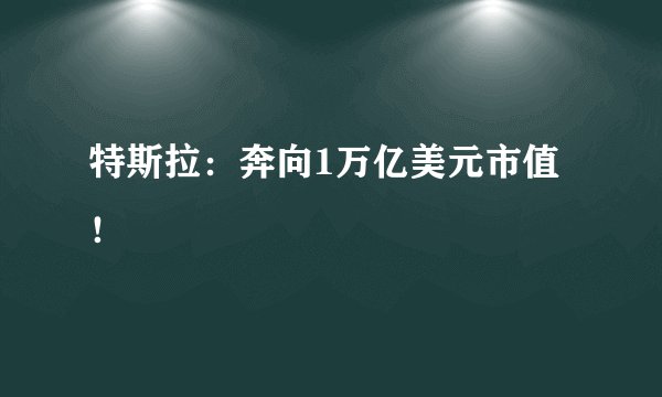 特斯拉：奔向1万亿美元市值！