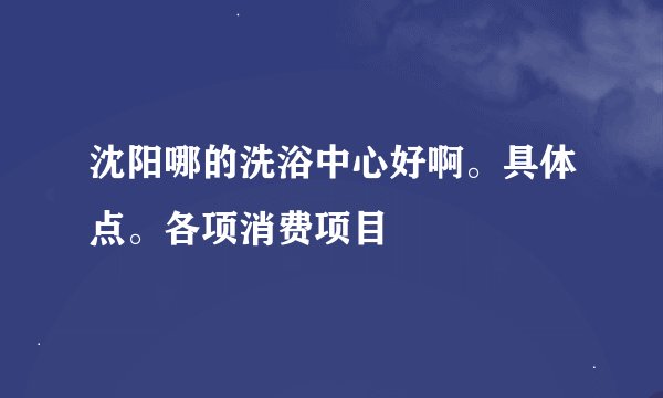 沈阳哪的洗浴中心好啊。具体点。各项消费项目