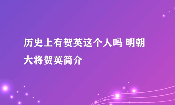历史上有贺英这个人吗 明朝大将贺英简介