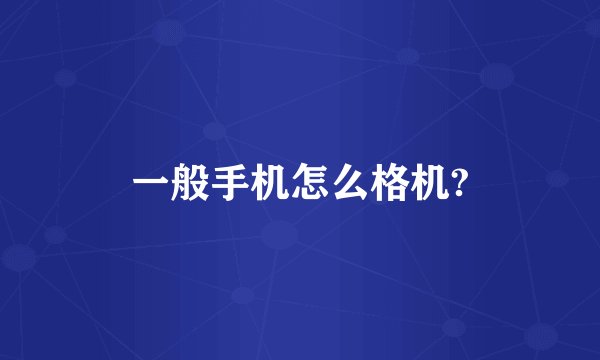 一般手机怎么格机?