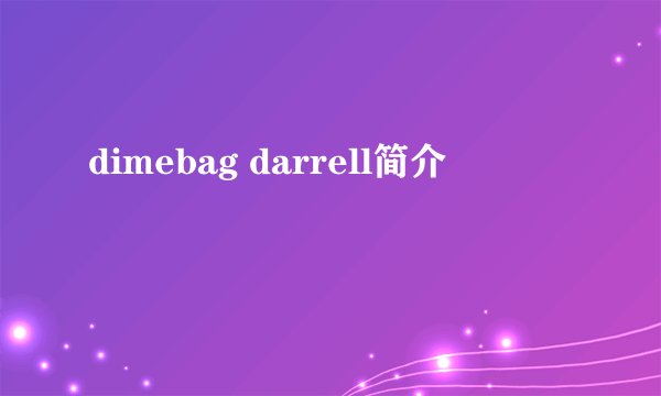 dimebag darrell简介
