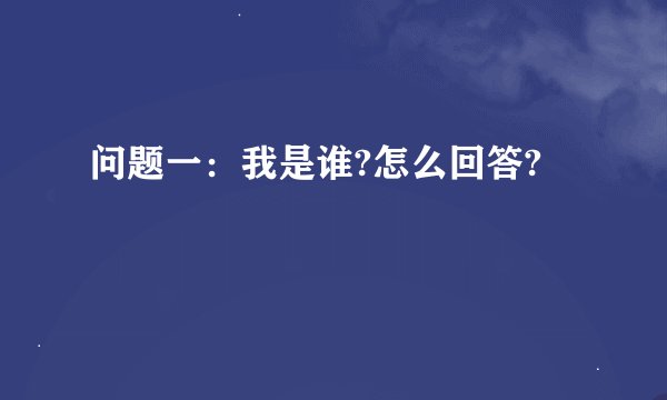 问题一：我是谁?怎么回答?