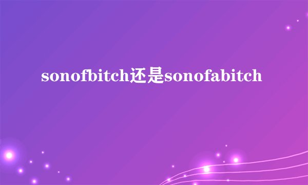 sonofbitch还是sonofabitch