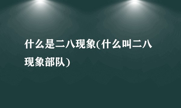什么是二八现象(什么叫二八现象部队)