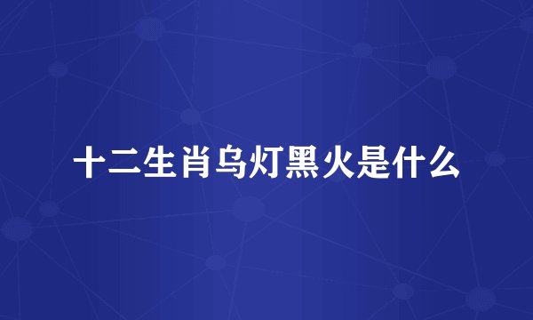 十二生肖乌灯黑火是什么