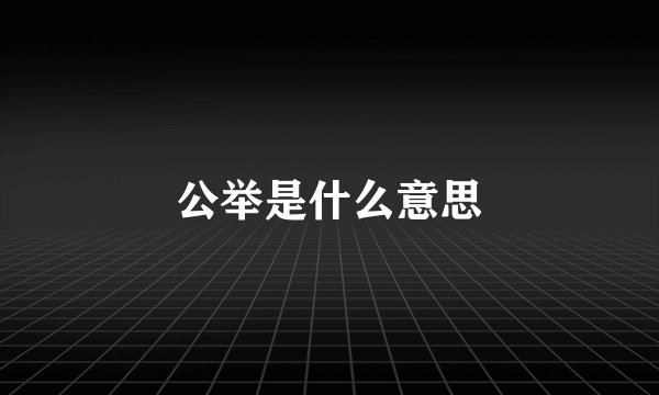 公举是什么意思