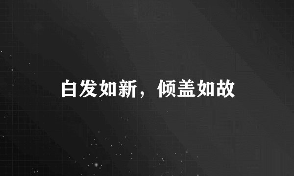 白发如新,倾盖如故