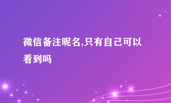 微信备注昵名,只有自己可以看到吗