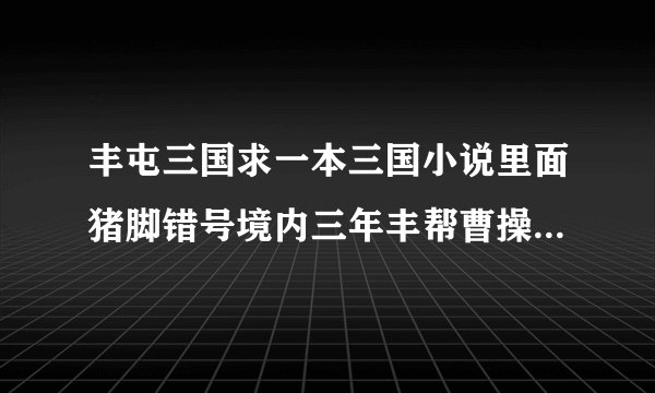 丰屯三国求一本三国小说里面猪脚错号境内三年丰帮曹操的最后自己独立出去