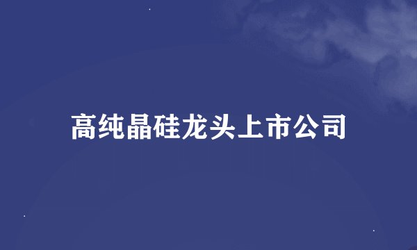 高纯晶硅龙头上市公司