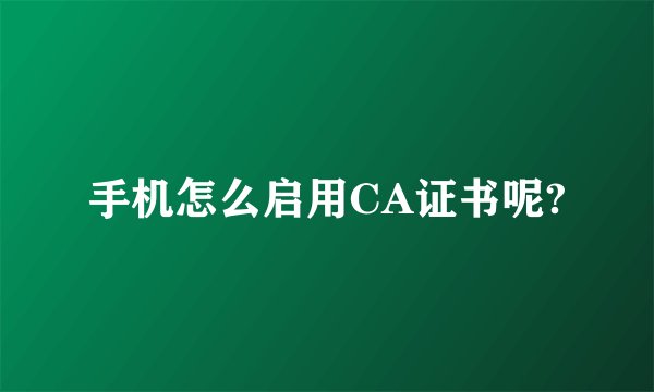 手机怎么启用CA证书呢?