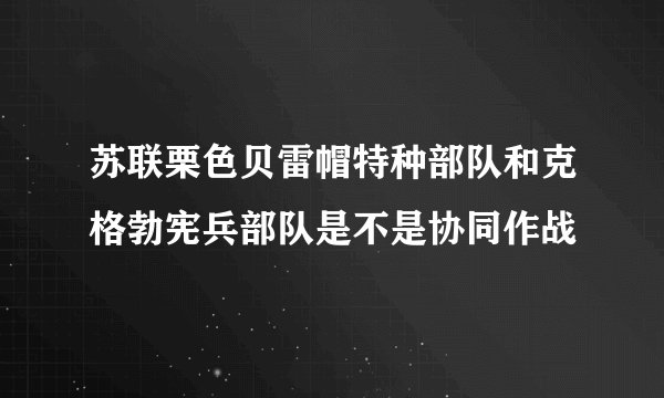 苏联栗色贝雷帽特种部队和克格勃宪兵部队是不是协同作战