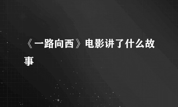 《一路向西》电影讲了什么故事