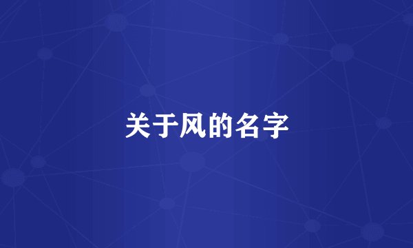 关于风的名字