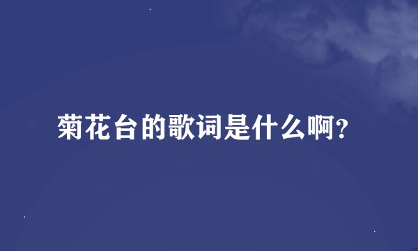 菊花台的歌词是什么啊？