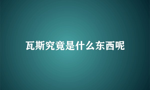 瓦斯究竟是什么东西呢