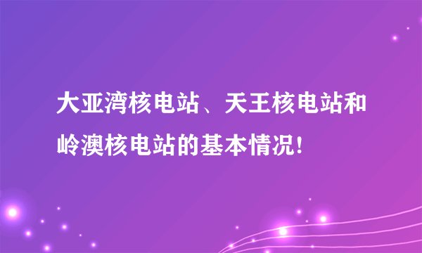 大亚湾核电站、天王核电站和岭澳核电站的基本情况!