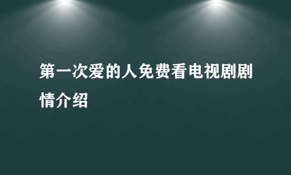 第一次爱的人免费看电视剧剧情介绍