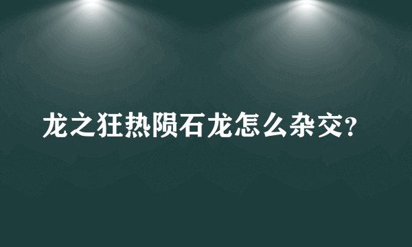 龙之狂热陨石龙怎么杂交？