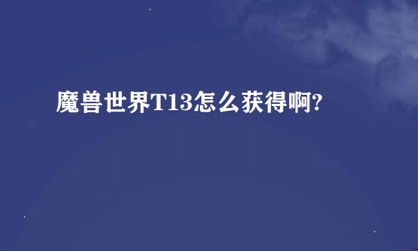 魔兽世界T13怎么获得啊?