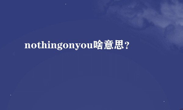 nothingonyou啥意思？