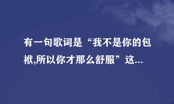 有一句歌词是“我不是你的包袱,所以你才那么舒服”这是一首什么...