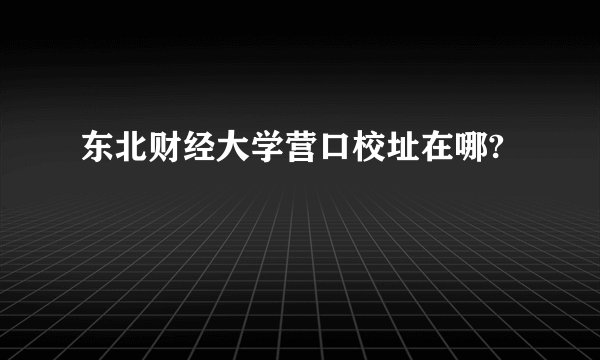 东北财经大学营口校址在哪?