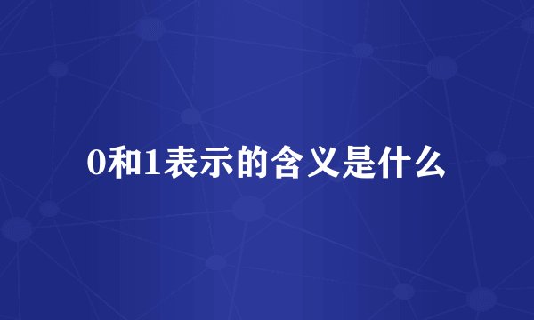 0和1表示的含义是什么
