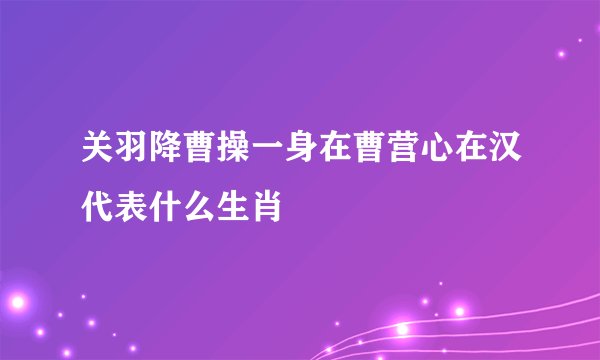 关羽降曹操一身在曹营心在汉代表什么生肖