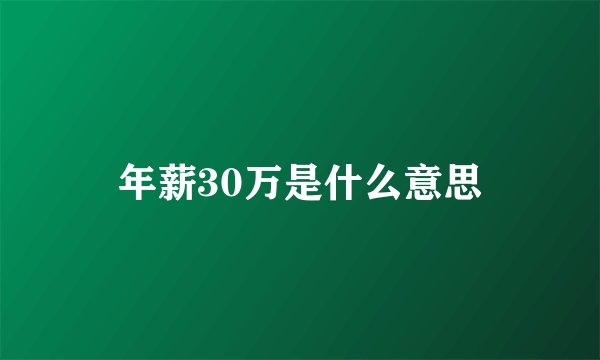年薪30万是什么意思