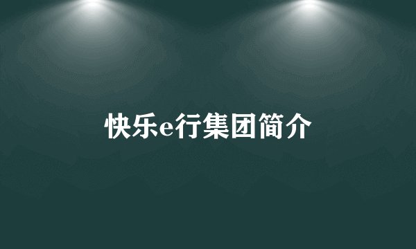 快乐e行集团简介