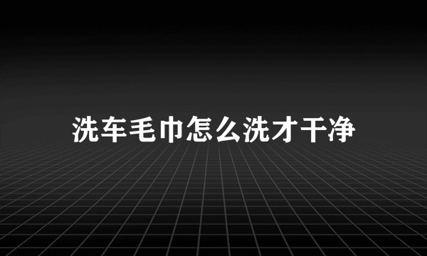 洗车毛巾怎么洗才干净