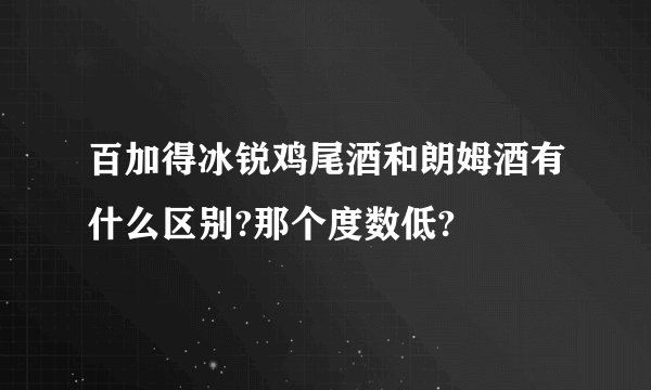 百加得冰锐鸡尾酒和朗姆酒有什么区别?那个度数低?