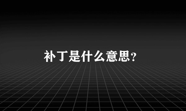 补丁是什么意思？
