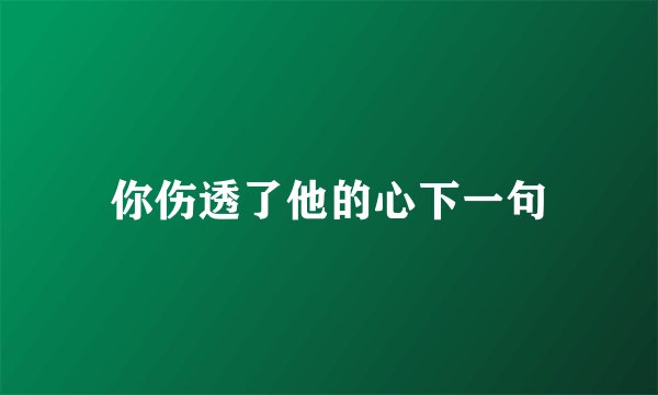 你伤透了他的心下一句
